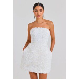 Nadine Merabi Maisy White Bridal Mini Dress Small NWT $475